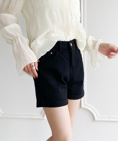United store(ユナイテッドストア)の「ハイウエストデニムショーツ(デニムパンツ・レディース・ホワイト/ブラック/ブルー/ライトブルー・M/S/L)」の9枚目の写真