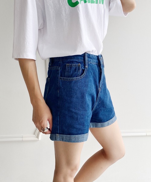 United store(ユナイテッドストア)の「ハイウエストデニムショーツ(デニムパンツ・レディース・ホワイト/ブラック/ブルー/ライトブルー・M/S/L)」の13枚目の写真