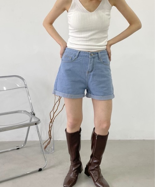 United store(ユナイテッドストア)の「ハイウエストデニムショーツ(デニムパンツ・レディース・ホワイト/ブラック/ブルー/ライトブルー・M/S/L)」の18枚目の写真