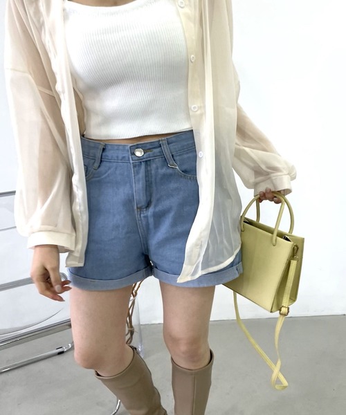 United store(ユナイテッドストア)の「ハイウエストデニムショーツ(デニムパンツ・レディース・ホワイト/ブラック/ブルー/ライトブルー・M/S/L)」の19枚目の写真