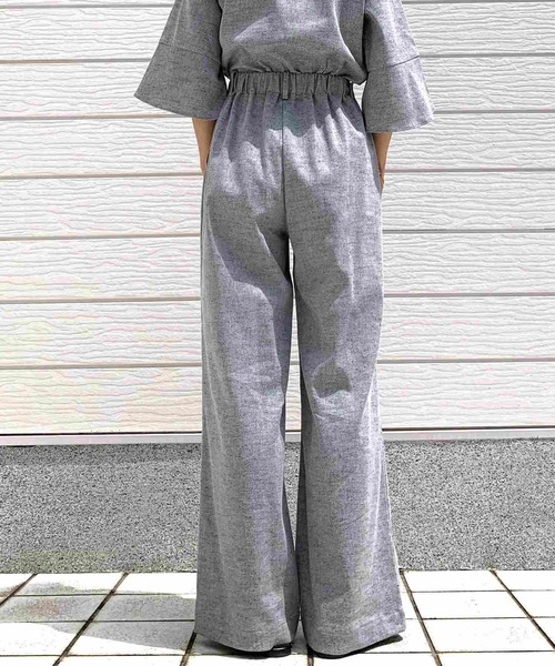 Q（キュー）の「リネンライクセミワイドパンツ（その他パンツ・レディース・チャコールグレー/ブラック・MEDIUM）」の11枚目の写真