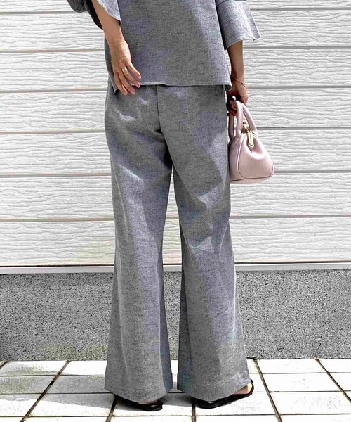 Q（キュー）の「リネンライクセミワイドパンツ（その他パンツ・レディース・チャコールグレー/ブラック・MEDIUM）」の8枚目の写真