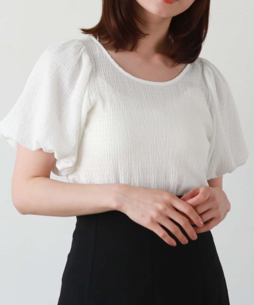 archives(アルシーヴ)の「バルーンポコポコカットTOPS(Tシャツ/カットソー・レディース・ブルー/オフホワイト/ブラック/ミント・MEDIUM)」の1枚目の写真