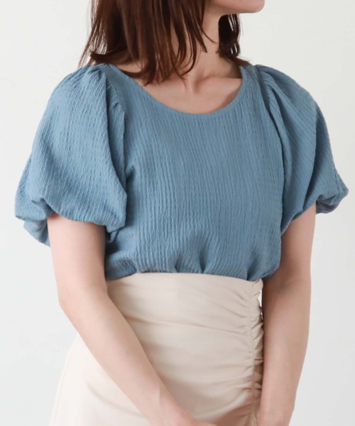 archives(アルシーヴ)の「バルーンポコポコカットTOPS(Tシャツ/カットソー・レディース・ブルー/オフホワイト/ブラック/ミント・MEDIUM)」の4枚目の写真