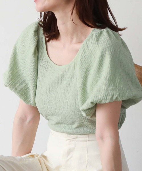 archives(アルシーヴ)の「バルーンポコポコカットTOPS(Tシャツ/カットソー・レディース・ブルー/オフホワイト/ブラック/ミント・MEDIUM)」の3枚目の写真