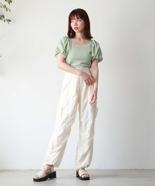 archives(アルシーヴ)の「バルーンポコポコカットTOPS(Tシャツ/カットソー・レディース・ブルー/オフホワイト/ブラック/ミント・MEDIUM)」の10枚目の写真