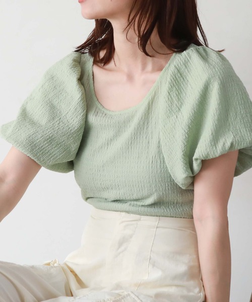 archives(アルシーヴ)の「バルーンポコポコカットTOPS(Tシャツ/カットソー・レディース・ブルー/オフホワイト/ブラック/ミント・MEDIUM)」の6枚目の写真