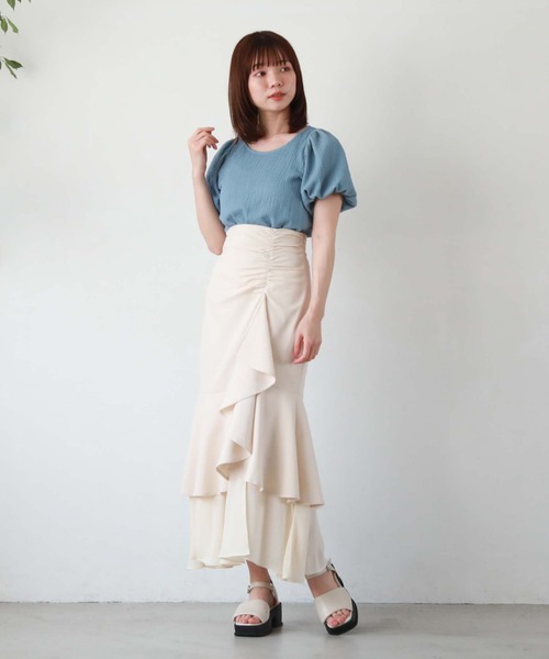 archives(アルシーヴ)の「バルーンポコポコカットTOPS(Tシャツ/カットソー・レディース・ブルー/オフホワイト/ブラック/ミント・MEDIUM)」の16枚目の写真