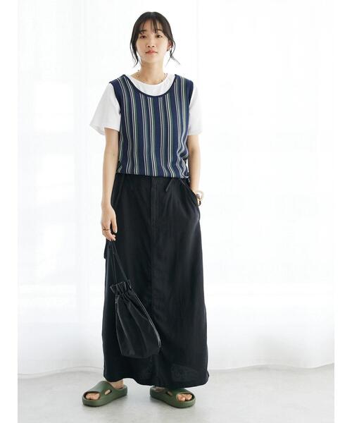 CRAFT STANDARD BOUTIQUE（クラフトスタンダードブティック）の「麻混2WAYサロペットスカート（スカート・レディース・ブラック・M/L）」の4枚目の写真