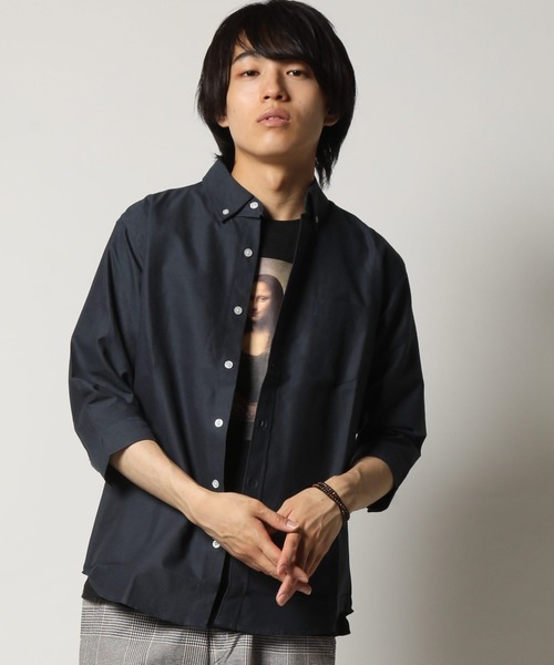 kudos 初期 ボタン付き黒シャツ KINGSTON BLACK SHORT SLEEVE SHIRT | Dissh