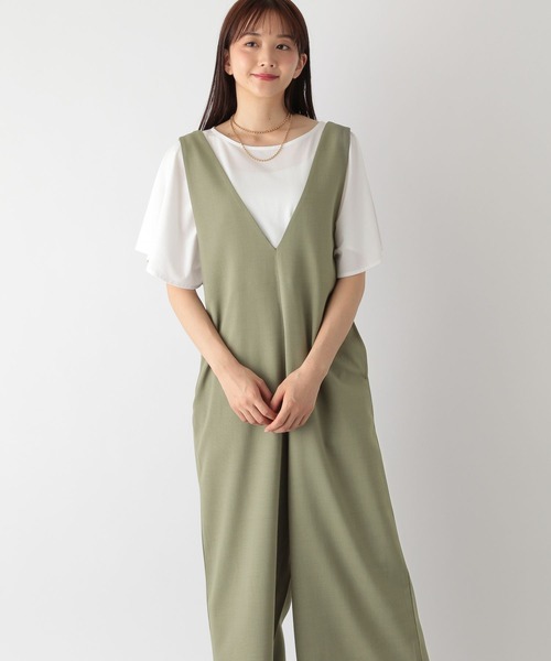 GLOBAL WORK(グローバルワーク)の「お手入れらくらく深Vネックサロペ/ 181782(サロペット/オーバーオール・レディース・ネイビー/ブラック/カーキ・FREE)」の10枚目の写真