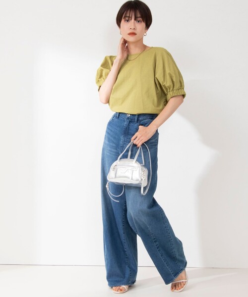 NOLLEY’S（ノーリーズ）の「《セットアップ対応》ポコポコサッカーブラウス（シャツ/ブラウス・レディース・ブラック/グレー系その他2/オフホワイト/イエロー系その他4・38）」の5枚目の写真