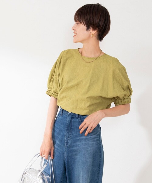 NOLLEY’S（ノーリーズ）の「《セットアップ対応》ポコポコサッカーブラウス（シャツ/ブラウス・レディース・ブラック/グレー系その他2/オフホワイト/イエロー系その他4・38）」の9枚目の写真