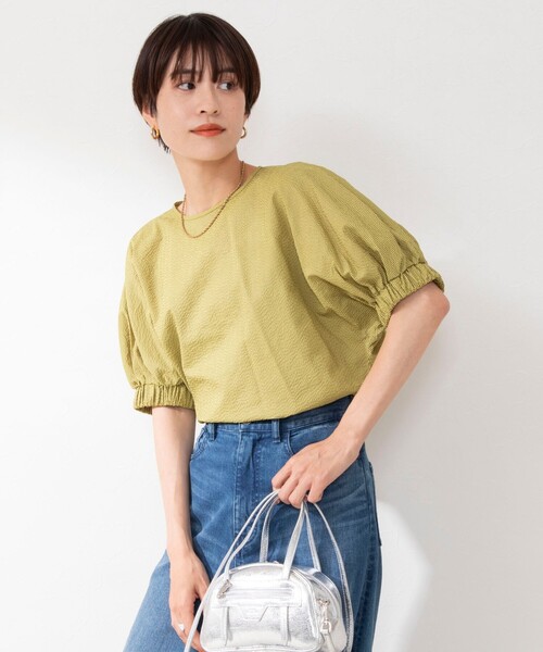 NOLLEY’S（ノーリーズ）の「《セットアップ対応》ポコポコサッカーブラウス（シャツ/ブラウス・レディース・ブラック/グレー系その他2/オフホワイト/イエロー系その他4・38）」の10枚目の写真