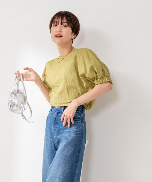 NOLLEY’S（ノーリーズ）の「《セットアップ対応》ポコポコサッカーブラウス（シャツ/ブラウス・レディース・ブラック/グレー系その他2/オフホワイト/イエロー系その他4・38）」の11枚目の写真