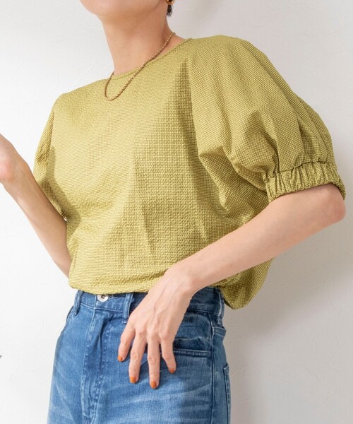 NOLLEY’S（ノーリーズ）の「《セットアップ対応》ポコポコサッカーブラウス（シャツ/ブラウス・レディース・ブラック/グレー系その他2/オフホワイト/イエロー系その他4・38）」の12枚目の写真