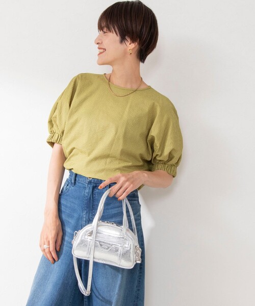 NOLLEY’S（ノーリーズ）の「《セットアップ対応》ポコポコサッカーブラウス（シャツ/ブラウス・レディース・ブラック/グレー系その他2/オフホワイト/イエロー系その他4・38）」の13枚目の写真