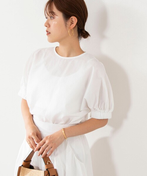 NOLLEY’S（ノーリーズ）の「《セットアップ対応》ポコポコサッカーブラウス（シャツ/ブラウス・レディース・ブラック/グレー系その他2/オフホワイト/イエロー系その他4・38）」の19枚目の写真