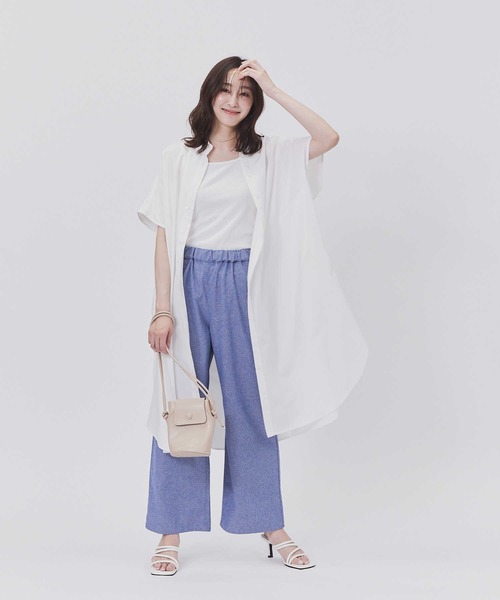 Right-on（ライトオン）の「【HONEYSUCKLE ROSE】サラサラ冷感シャツワンピ（シャツワンピース・レディース・ピンク/ブラック/オフホワイト・L/M）」の4枚目の写真