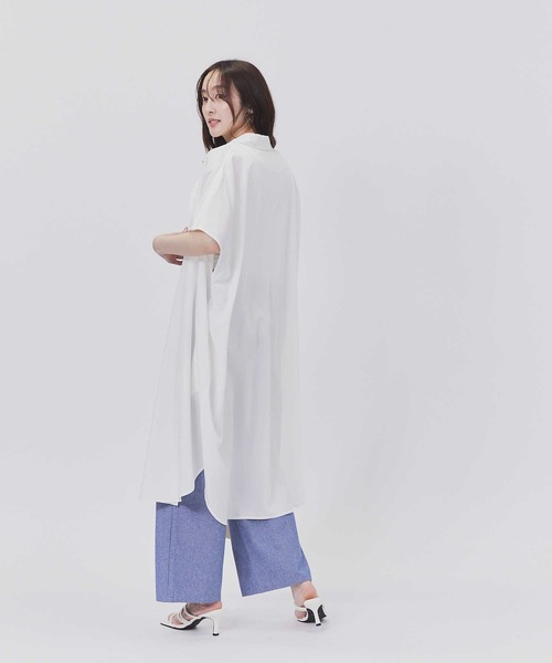 Right-on（ライトオン）の「【HONEYSUCKLE ROSE】サラサラ冷感シャツワンピ（シャツワンピース・レディース・ピンク/ブラック/オフホワイト・L/M）」の6枚目の写真