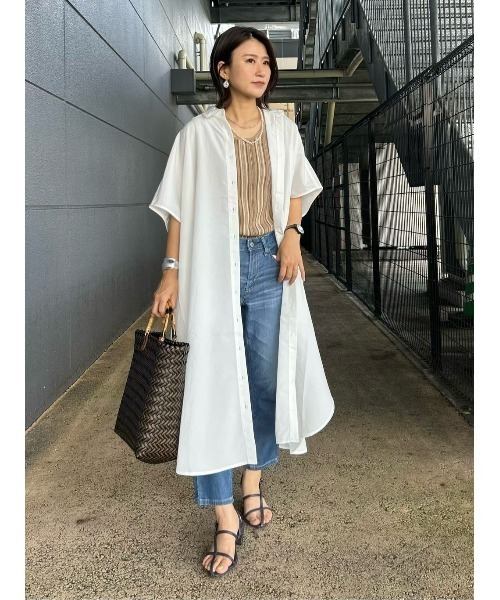 Right-on（ライトオン）の「【HONEYSUCKLE ROSE】サラサラ冷感シャツワンピ（シャツワンピース・レディース・ピンク/ブラック/オフホワイト・L/M）」の21枚目の写真