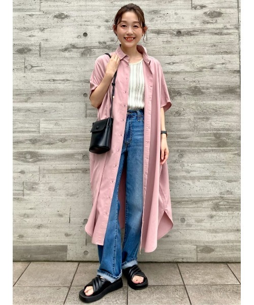 HONEYSUCKLE ROSE】サラサラ冷感シャツワンピ（シャツワンピース