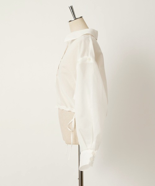 one after another NICE CLAUP(ワンアフターアナザーナイスクラップ)の「マルチWAY/シアーショートシャツ(シャツ/ブラウス・レディース・サックスブルー/ホワイト×ブラック/オフホワイト/ピンク・FREE)」の12枚目の写真