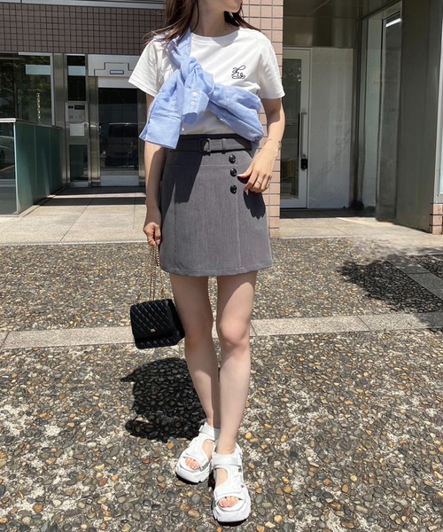 one after another NICE CLAUP(ワンアフターアナザーナイスクラップ)の「マルチWAY/シアーショートシャツ(シャツ/ブラウス・レディース・サックスブルー/ホワイト×ブラック/オフホワイト/ピンク・FREE)」の9枚目の写真