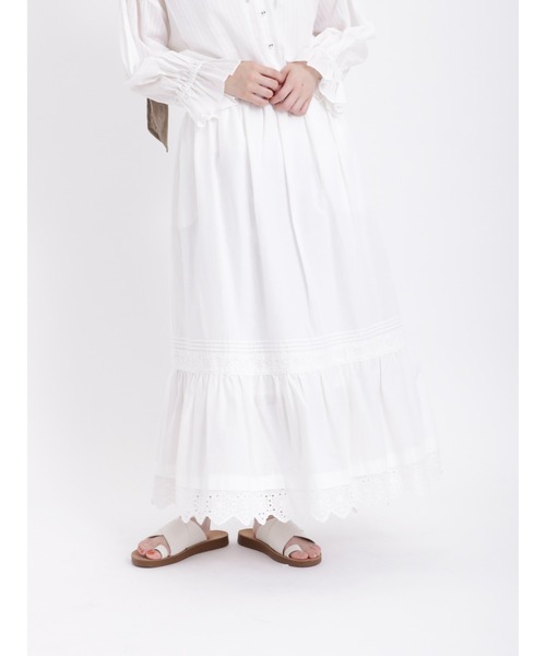 Samansa Mos2（サマンサ モスモス）の「【Lace collection】ティアードレーススカート（スカート・レディース・オフホワイト/ブラック・F）」の2枚目の写真