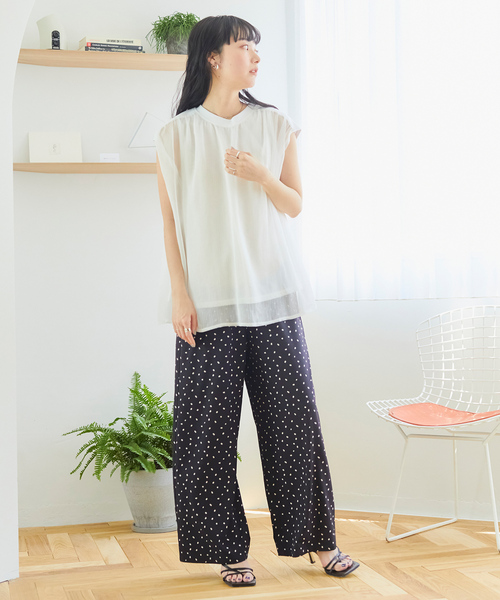 Days（デイズ）の「【UVカット・接触冷感・速乾・撥水】サラッと快適 イージープリントワイドパンツ（その他パンツ・レディース・ブラック/オリーブ/オフホワイト/ネイビー/ブラック×ホワイト・M/L/LL）」の16枚目の写真