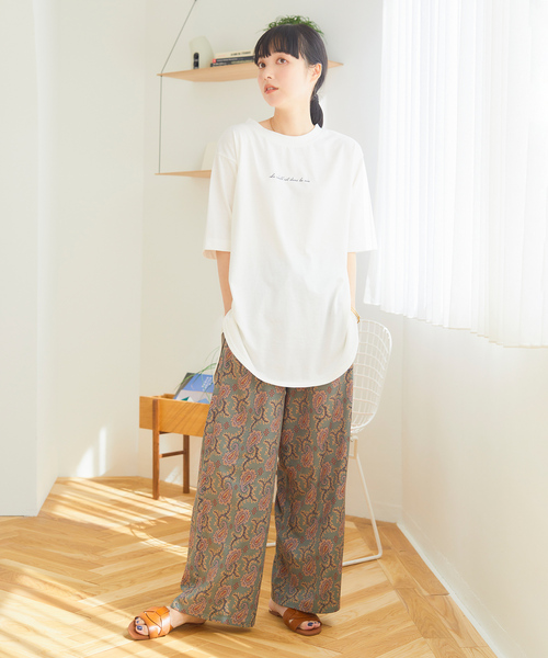 Days（デイズ）の「【UVカット・接触冷感・速乾・撥水】サラッと快適 イージープリントワイドパンツ（その他パンツ・レディース・ブラック/オリーブ/オフホワイト/ネイビー/ブラック×ホワイト・M/L/LL）」の17枚目の写真
