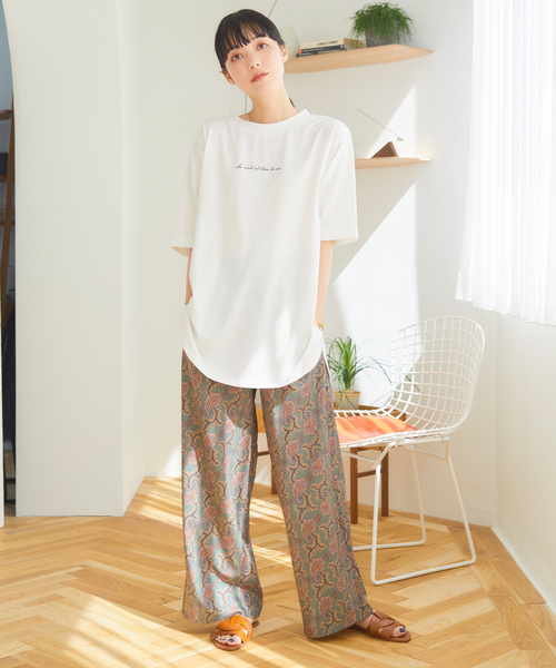 Days（デイズ）の「【UVカット・接触冷感・速乾・撥水】サラッと快適 イージープリントワイドパンツ（その他パンツ・レディース・ブラック/オリーブ/オフホワイト/ネイビー/ブラック×ホワイト・M/L/LL）」の7枚目の写真
