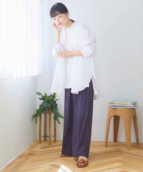 Days（デイズ）の「【UVカット・接触冷感・速乾・撥水】サラッと快適 イージープリントワイドパンツ（その他パンツ・レディース・ブラック/オリーブ/オフホワイト/ネイビー/ブラック×ホワイト・M/L/LL）」の19枚目の写真