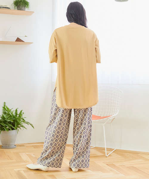 Days（デイズ）の「【UVカット・接触冷感・速乾・撥水】サラッと快適 イージープリントワイドパンツ（その他パンツ・レディース・ブラック/オリーブ/オフホワイト/ネイビー/ブラック×ホワイト・M/L/LL）」の8枚目の写真