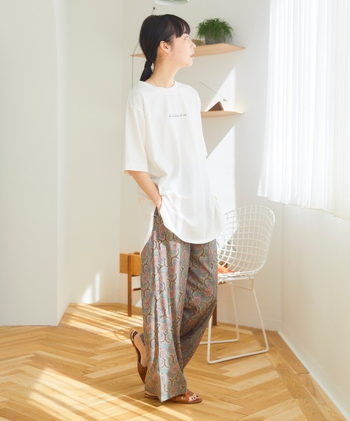Days（デイズ）の「【UVカット・接触冷感・速乾・撥水】サラッと快適 イージープリントワイドパンツ（その他パンツ・レディース・ブラック/オリーブ/オフホワイト/ネイビー/ブラック×ホワイト・M/L/LL）」の21枚目の写真