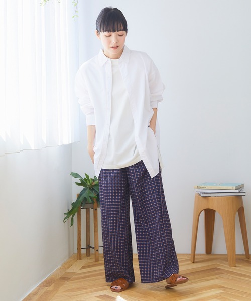 Days（デイズ）の「【UVカット・接触冷感・速乾・撥水】サラッと快適 イージープリントワイドパンツ（その他パンツ・レディース・ブラック/オリーブ/オフホワイト/ネイビー/ブラック×ホワイト・M/L/LL）」の13枚目の写真