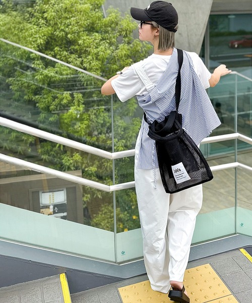 Java（ジャバ）の「《JAVAジャバ 別注》お洒落度アップ。シアーメッシュ２way巾着トートバッグ（トートバッグ・レディース・ブルー/パープル/ブラック/ホワイト・ONE SIZE）」の19枚目の写真