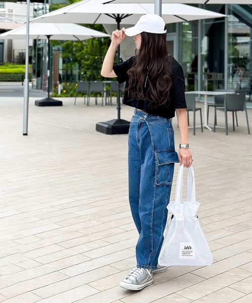 Java（ジャバ）の「《JAVAジャバ 別注》お洒落度アップ。シアーメッシュ２way巾着トートバッグ（トートバッグ・レディース・ブルー/パープル/ブラック/ホワイト・ONE SIZE）」の18枚目の写真