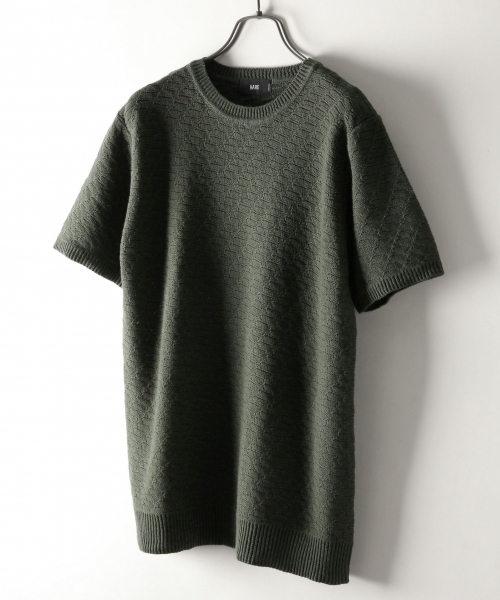 HARE（ハレ）の「リンクスアミニットプルオーバー(HARE)（ニット/セーター・メンズ・カーキ/オフホワイト/ブラック/グレー・SMALL/LARGE/MEDIUM）」の4枚目の写真