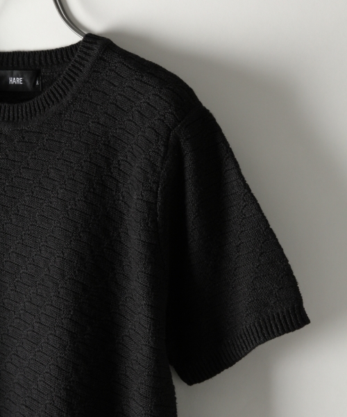 HARE（ハレ）の「リンクスアミニットプルオーバー(HARE)（ニット/セーター・メンズ・カーキ/オフホワイト/ブラック/グレー・SMALL/LARGE/MEDIUM）」の9枚目の写真