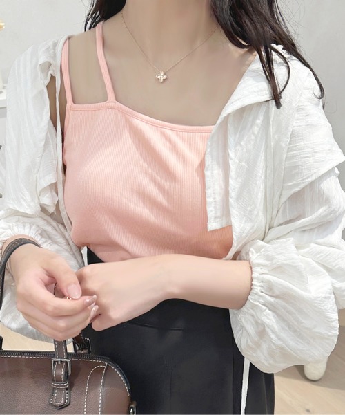 apres jour(アプレジュール)の「カップ付きアシメキャミインナー【ZOZOTOWN限定アイテム】(キャミソール・レディース・ミント/ピンク/ブラック/アイボリー・フリー/X-LARGE)」の4枚目の写真
