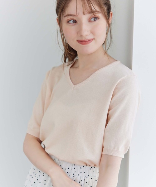 fifth(フィフス)の「Vネックコンパクトサマーニット(ニット/セーター・レディース・ライトグリーン/サーモンピンク/ホワイト・M)」の14枚目の写真