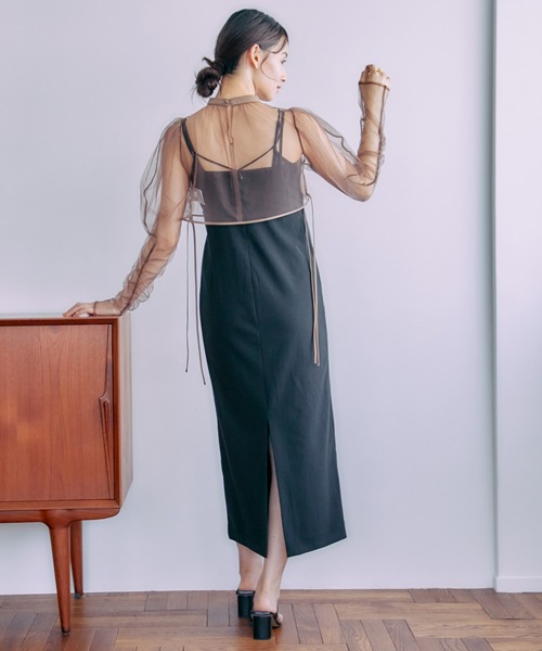 PUBLIC TOKYO（パブリックトウキョウ）の「【三重県産】チュールレイヤードマルチウェイセットワンピ（ワンピース・レディース・ブラック/グリーン・FREE）」の3枚目の写真