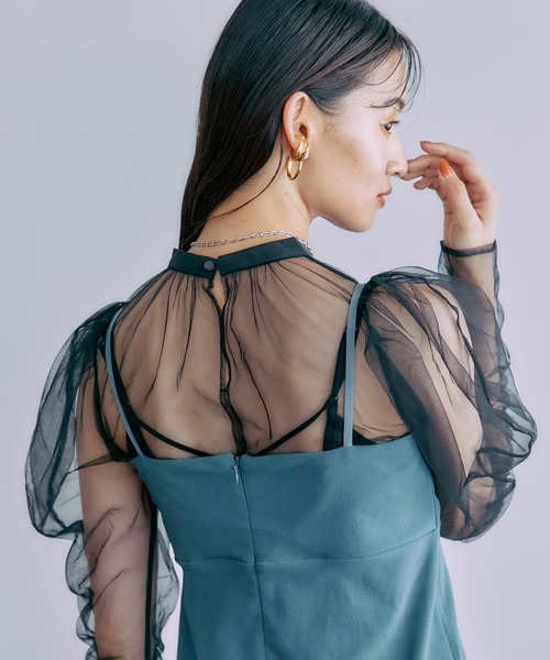 PUBLIC TOKYO（パブリックトウキョウ）の「【三重県産】チュールレイヤードマルチウェイセットワンピ（ワンピース・レディース・ブラック/グリーン・FREE）」の14枚目の写真