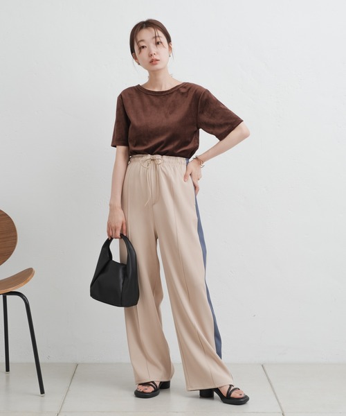 Kastane（カスタネ）の「ベロアTEE（Tシャツ/カットソー・レディース・ピンク/アイボリー/ダークブラウン・FREE）」の15枚目の写真