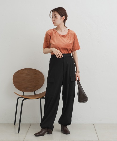 Kastane（カスタネ）の「ベロアTEE（Tシャツ/カットソー・レディース・ピンク/アイボリー/ダークブラウン・FREE）」の6枚目の写真