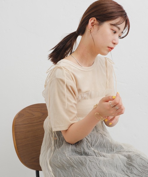 Kastane（カスタネ）の「ベロアTEE（Tシャツ/カットソー・レディース・ピンク/アイボリー/ダークブラウン・FREE）」の19枚目の写真