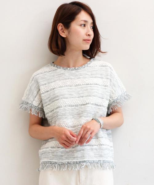 BEAUTY&YOUTH UNITED ARROWS(ビューティーアンドユースユナイテッドアローズ)の「BY ミックスマルチフリンジプルオーバー◆(ニット/セーター・レディース・ブラック/ライトグレー/オリーブ・フリー)」の3枚目の写真