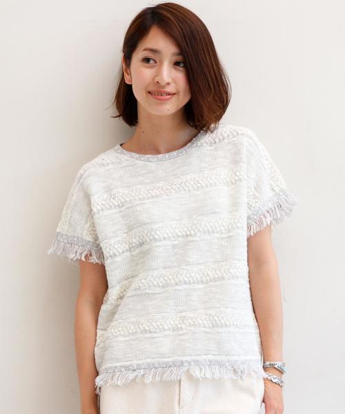 BEAUTY&YOUTH UNITED ARROWS(ビューティーアンドユースユナイテッドアローズ)の「BY ミックスマルチフリンジプルオーバー◆(ニット/セーター・レディース・ブラック/ライトグレー/オリーブ・フリー)」の2枚目の写真