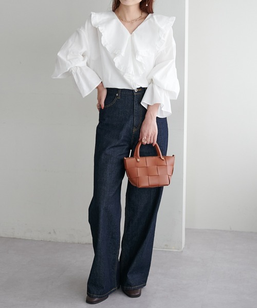 DISCOAT（ディスコート）の「フリルブラウス（シャツ/ブラウス・レディース・オフホワイト/ブラック・FREE）」の7枚目の写真